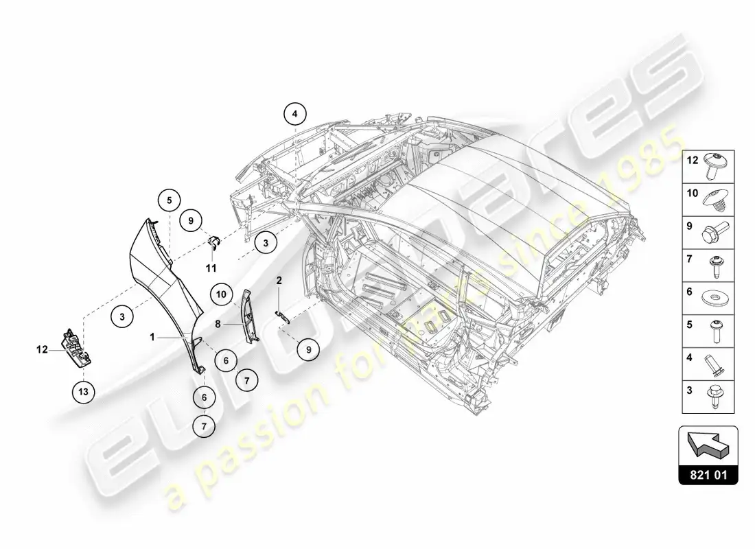lamborghini lp610-4 avio (2017) wing protector front parts diagram