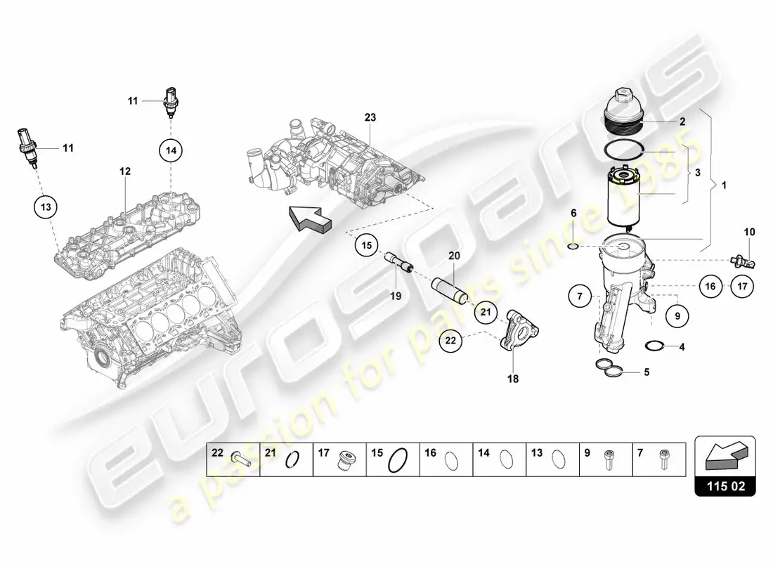 lamborghini lp600-4 zhong coupe (2016) oil filter element parts diagram