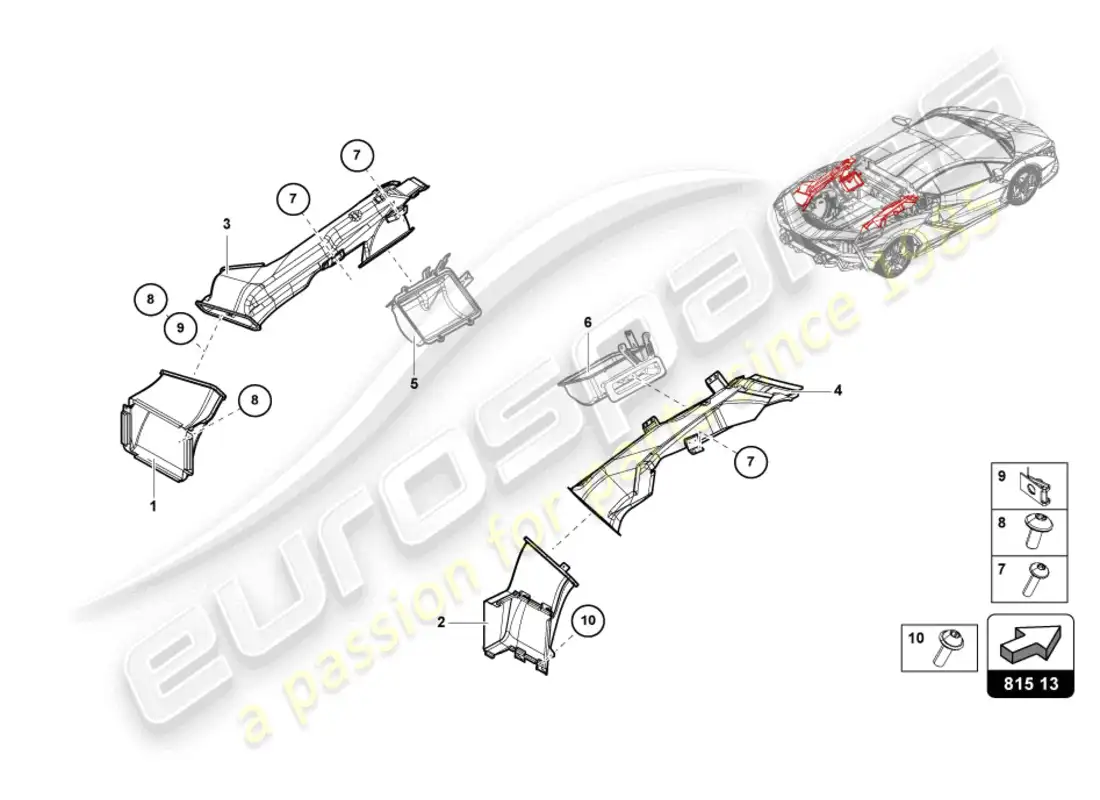 lamborghini sian (2020) air duct rear parts diagram
