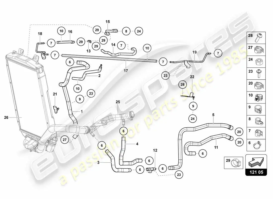lamborghini centenario roadster (2017) cooling system parts diagram