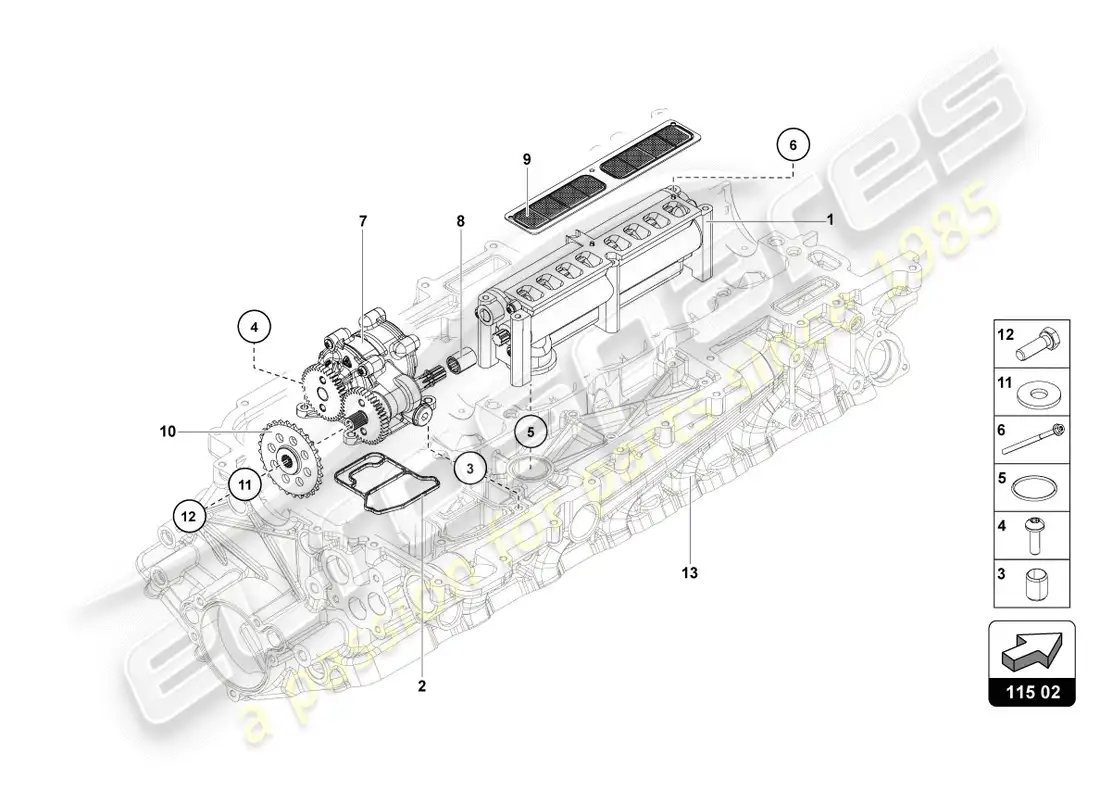 lamborghini centenario roadster (2017) oil pump parts diagram