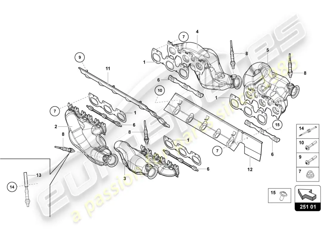 lamborghini centenario roadster (2017) exhaust system parts diagram