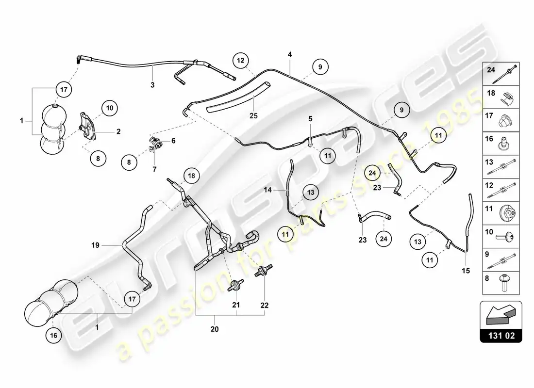 lamborghini lp580-2 spyder (2017) vacuum system parts diagram