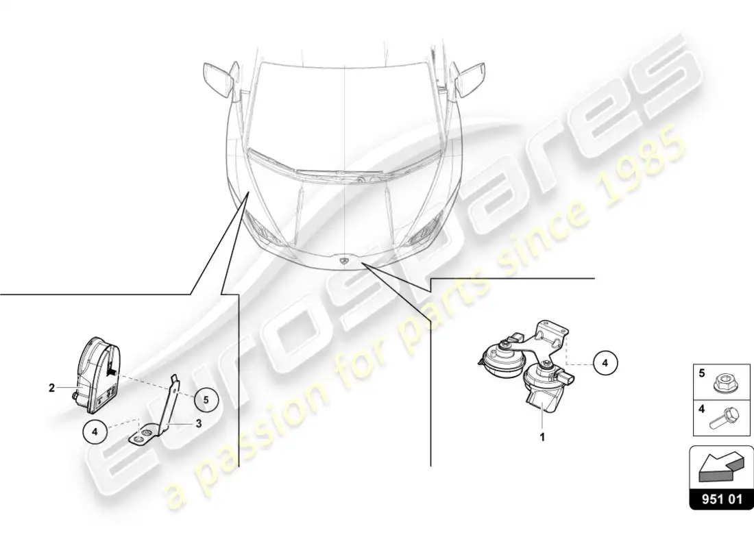 lamborghini lp610-4 coupe (2015) signal horn parts diagram
