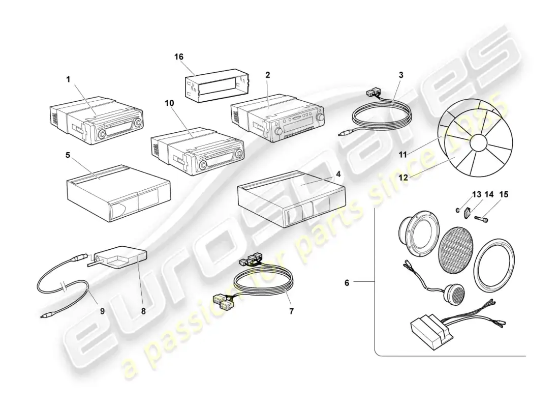 lamborghini murcielago roadster (2005) electrical parts for audio system parts diagram