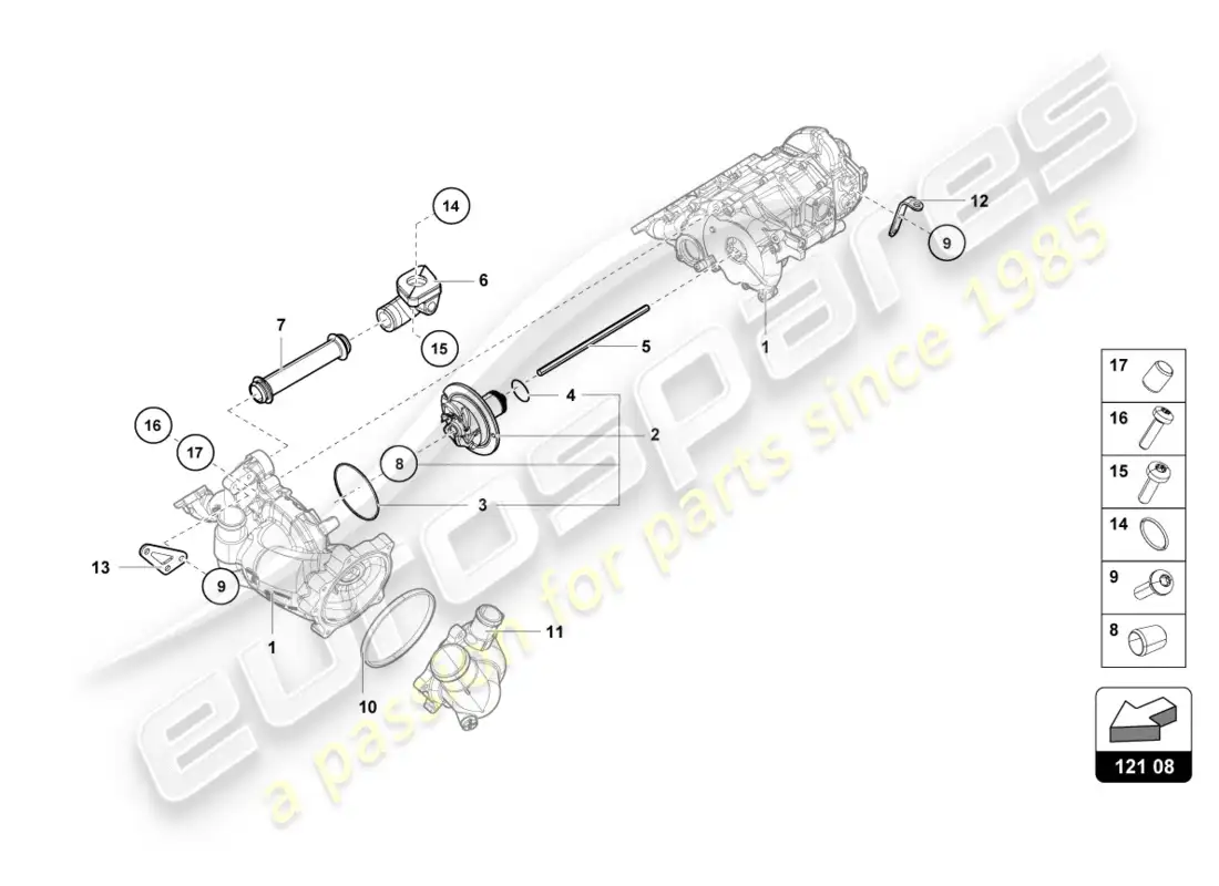 lamborghini evo spyder (2020) mounting for oil pump intermediate shaft parts diagram