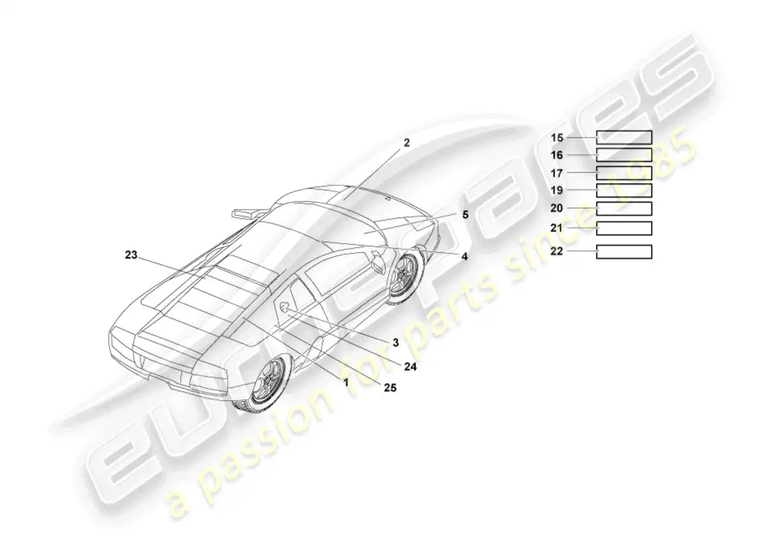 lamborghini murcielago roadster (2005) type plates parts diagram