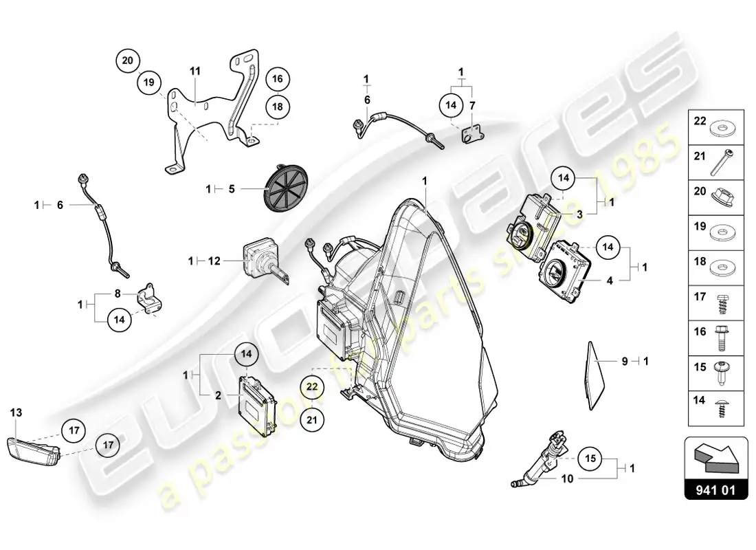 lamborghini lp720-4 coupe 50 (2014) headlights parts diagram