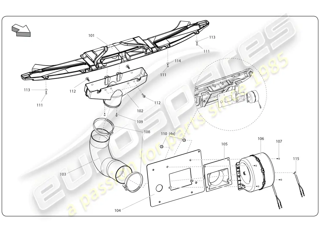 lamborghini super trofeo (2009-2014) fan interior parts diagram