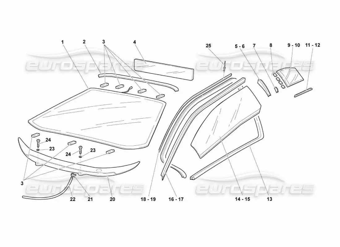 lamborghini murcielago lp670 windows parts diagram