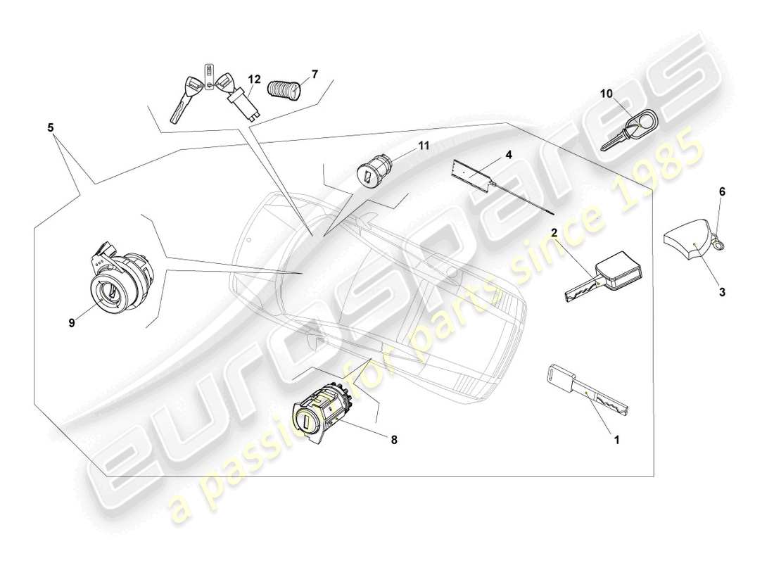 lamborghini lp550-2 spyder (2014) lock cylinders part diagram