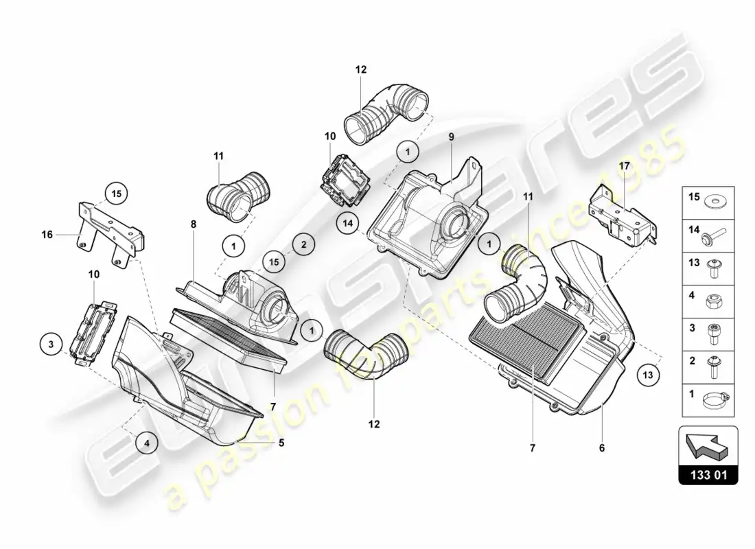 lamborghini lp700-4 coupe (2012) air filter parts diagram