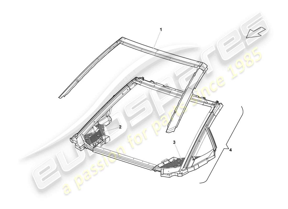 lamborghini lp560-4 spider (2012) roof frame front parts diagram