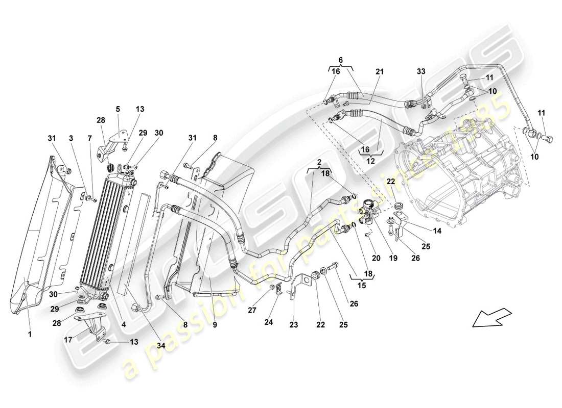 lamborghini lp570-4 sl (2011) oil cooler part diagram