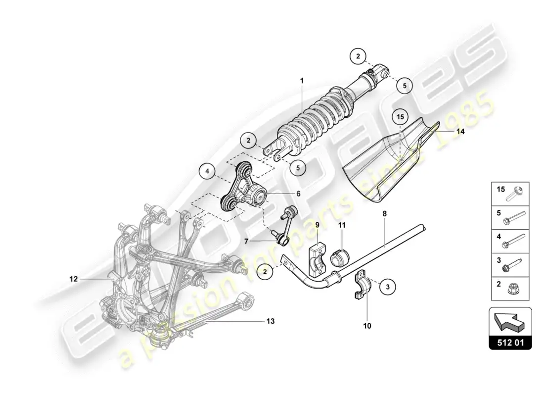 lamborghini centenario coupe (2017) shock absorbers rear parts diagram