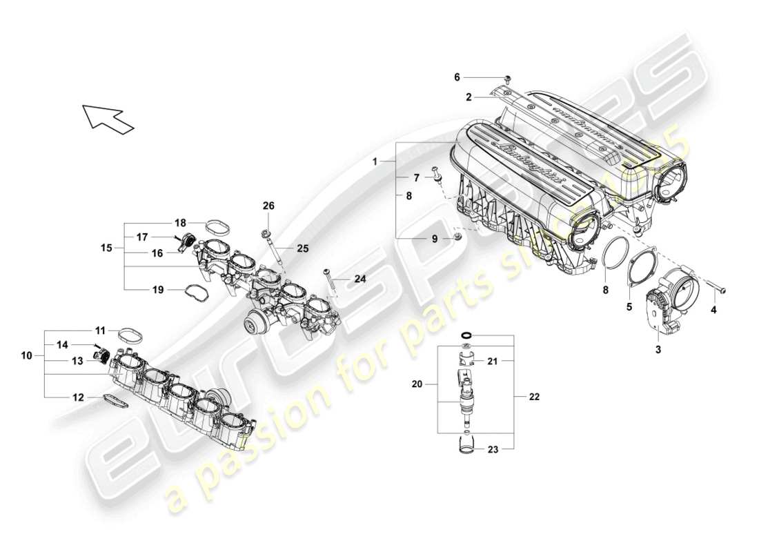 lamborghini lp560-4 spider (2012) intake manifold part diagram