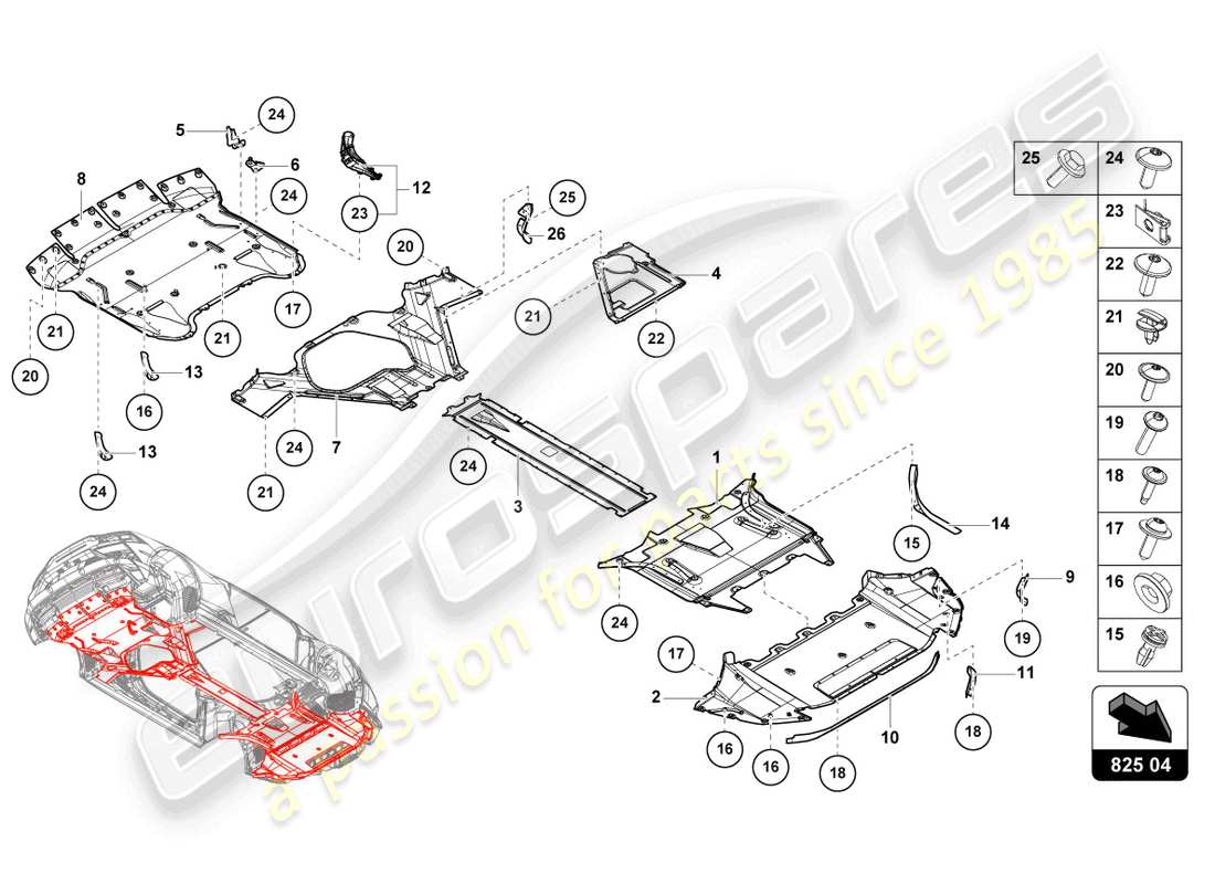 lamborghini evo spyder 2wd (2022) trim panel for frame lower section part diagram