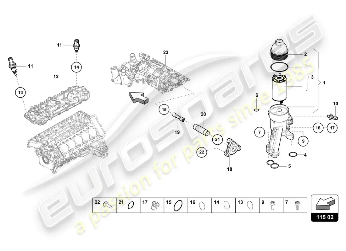 lamborghini lp580-2 coupe (2016) oil filter element parts diagram