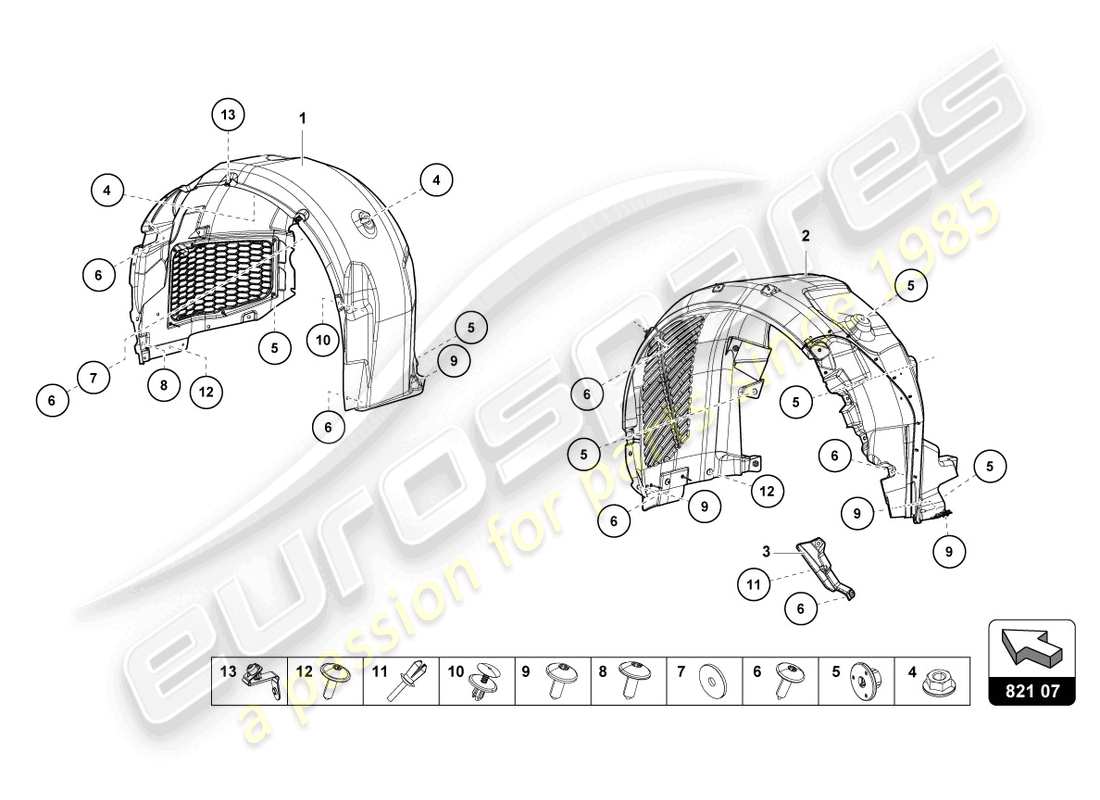 lamborghini tecnica (2023) wheel housing trim part diagram