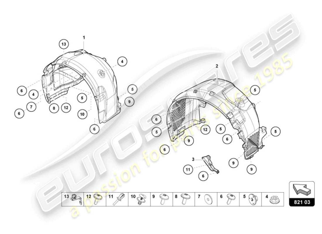 lamborghini evo spyder (2024) wheel housing trim part diagram