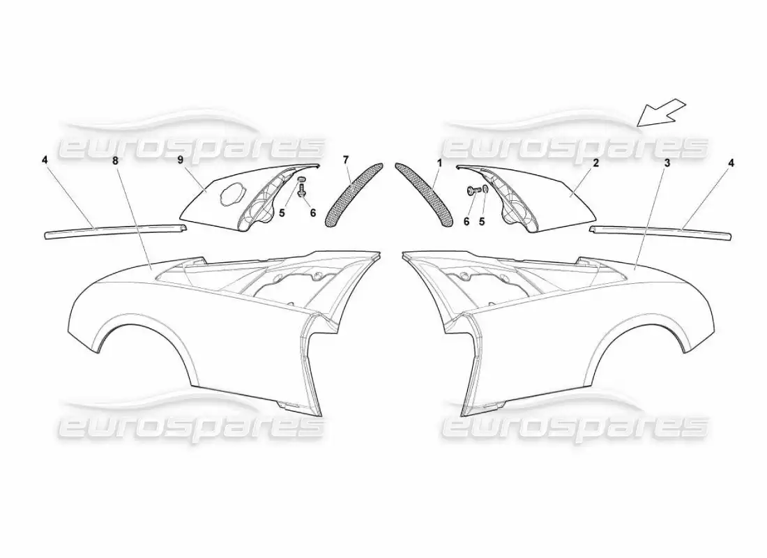 lamborghini murcielago lp670 rear fender parts diagram