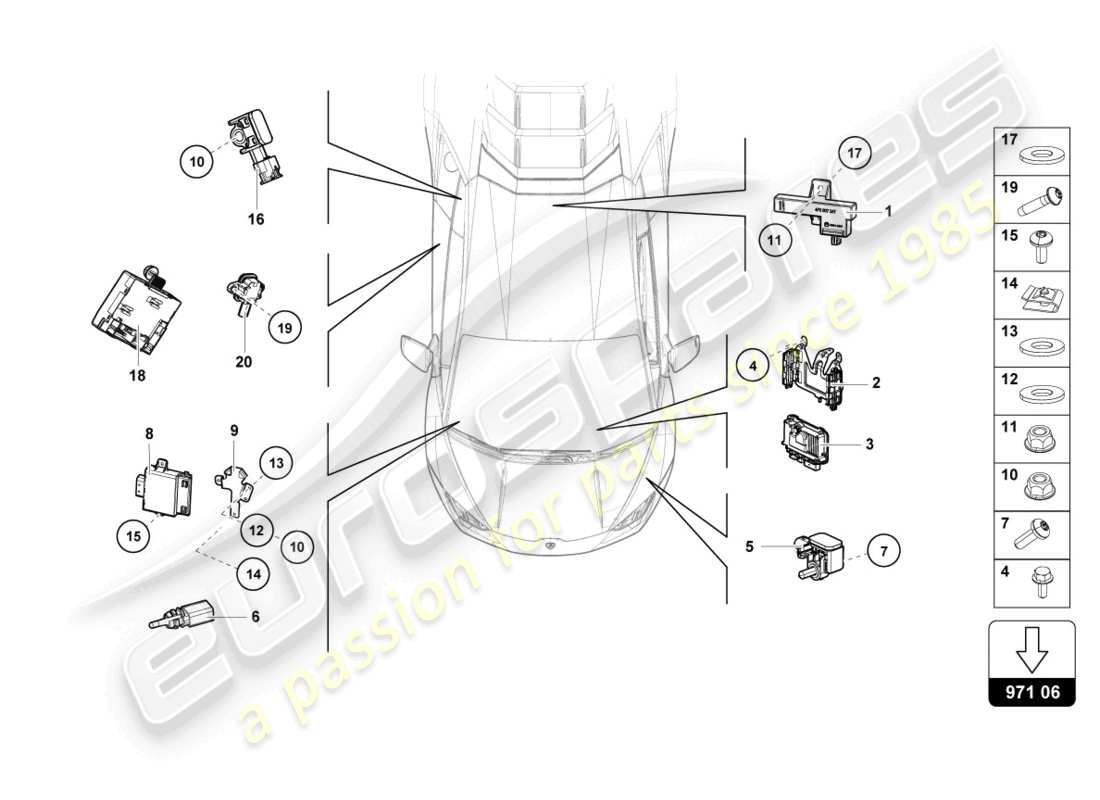 lamborghini 2023 (evo coupe) control unit part diagram