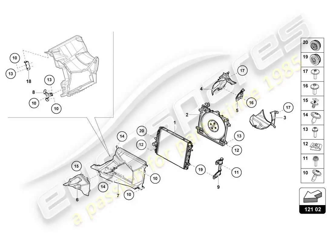 lamborghini lp600-4 zhong coupe (2016) cooler for coolant front parts diagram