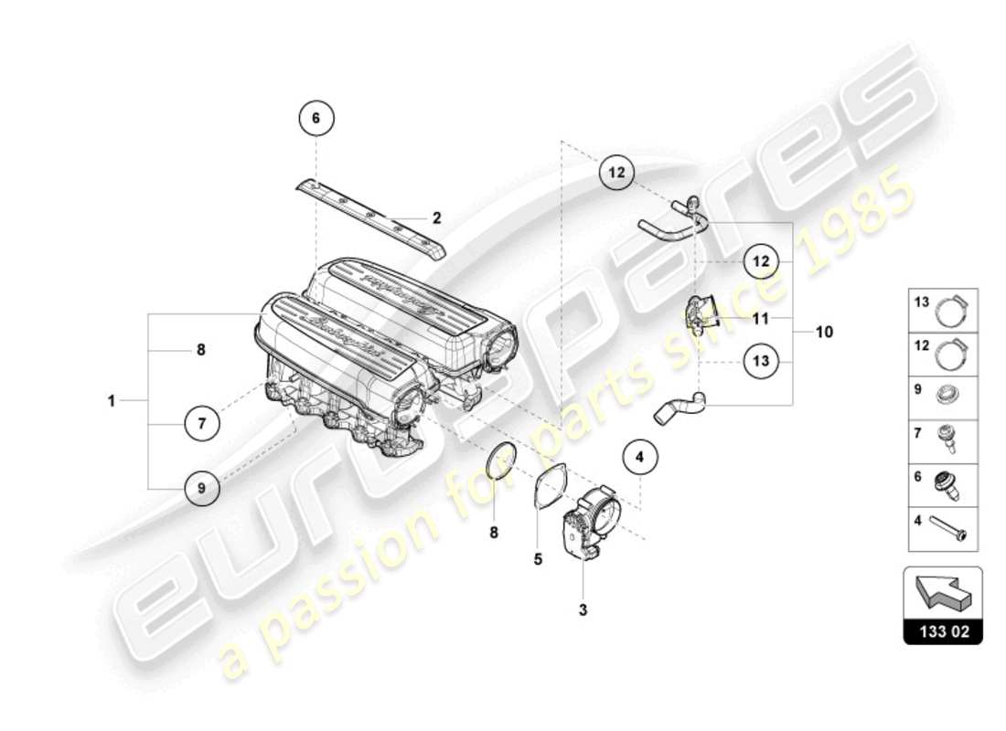 lamborghini sterrato (2024) intake manifold parts diagram