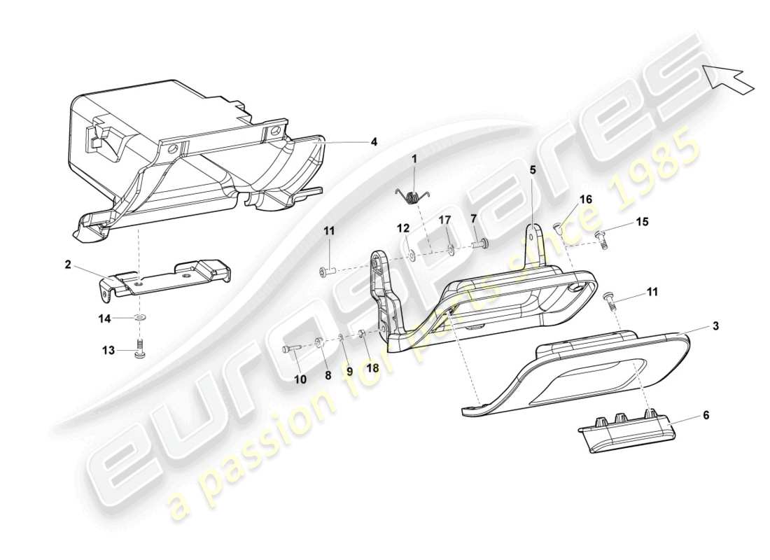 lamborghini lp550-2 spyder (2011) stowage compartment parts diagram
