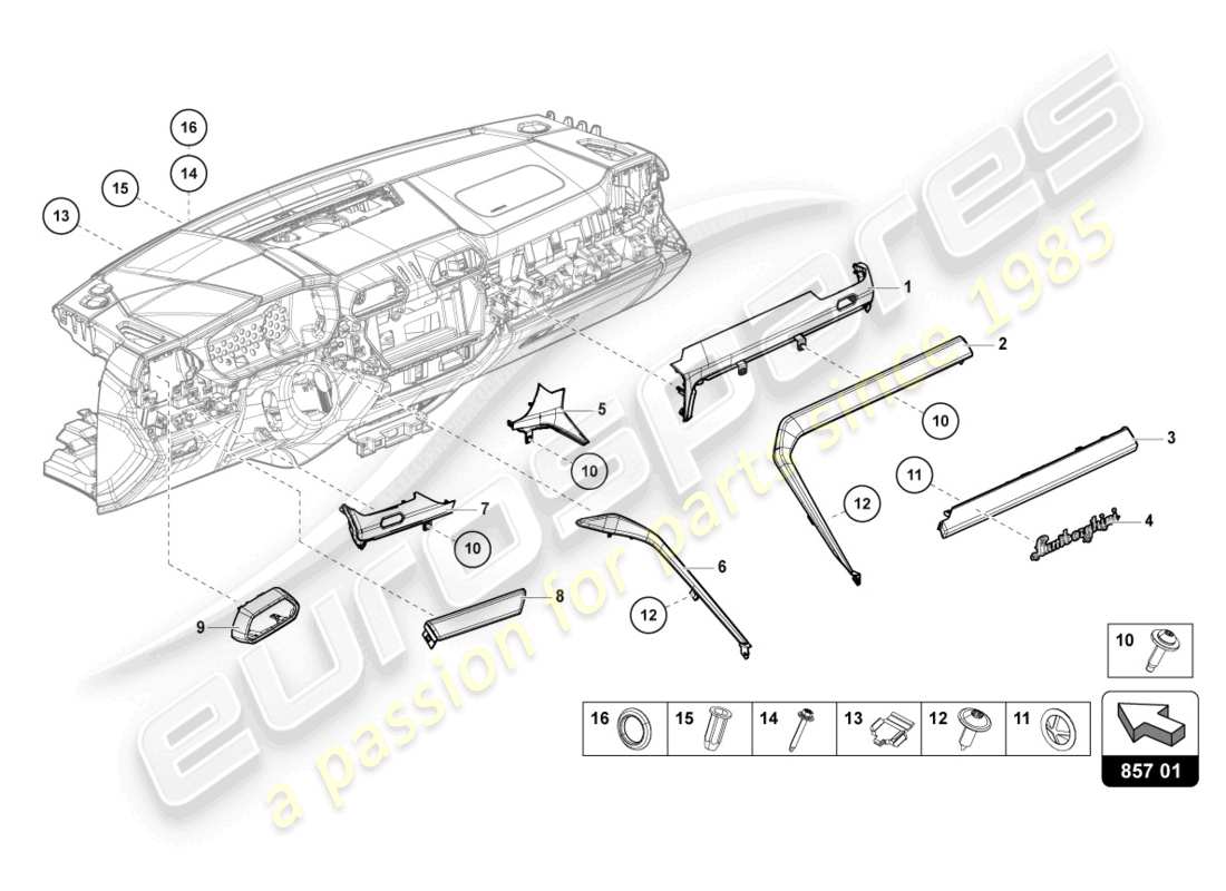 lamborghini urus (2022) trim panel for dash panel parts diagram