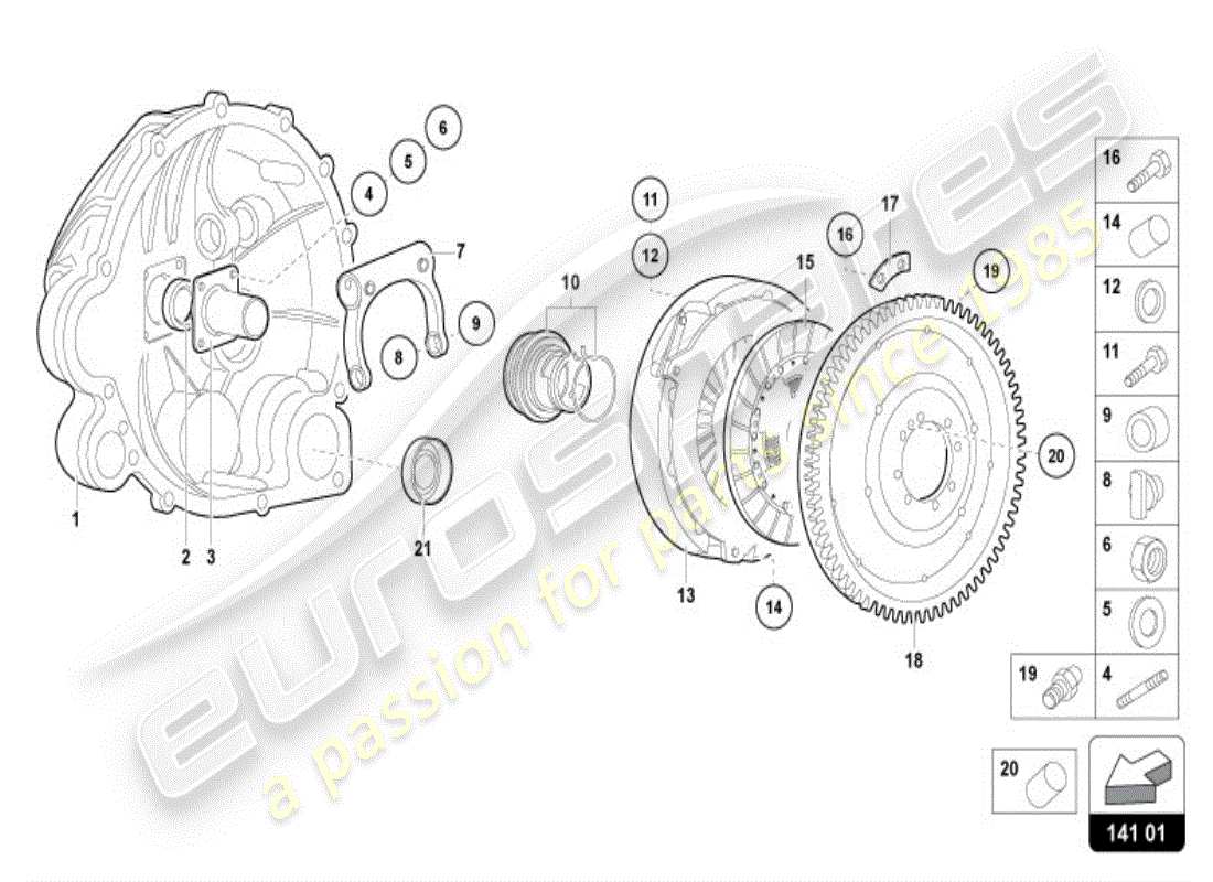 lamborghini diablo vt (1995) flywheel with clutch part diagram