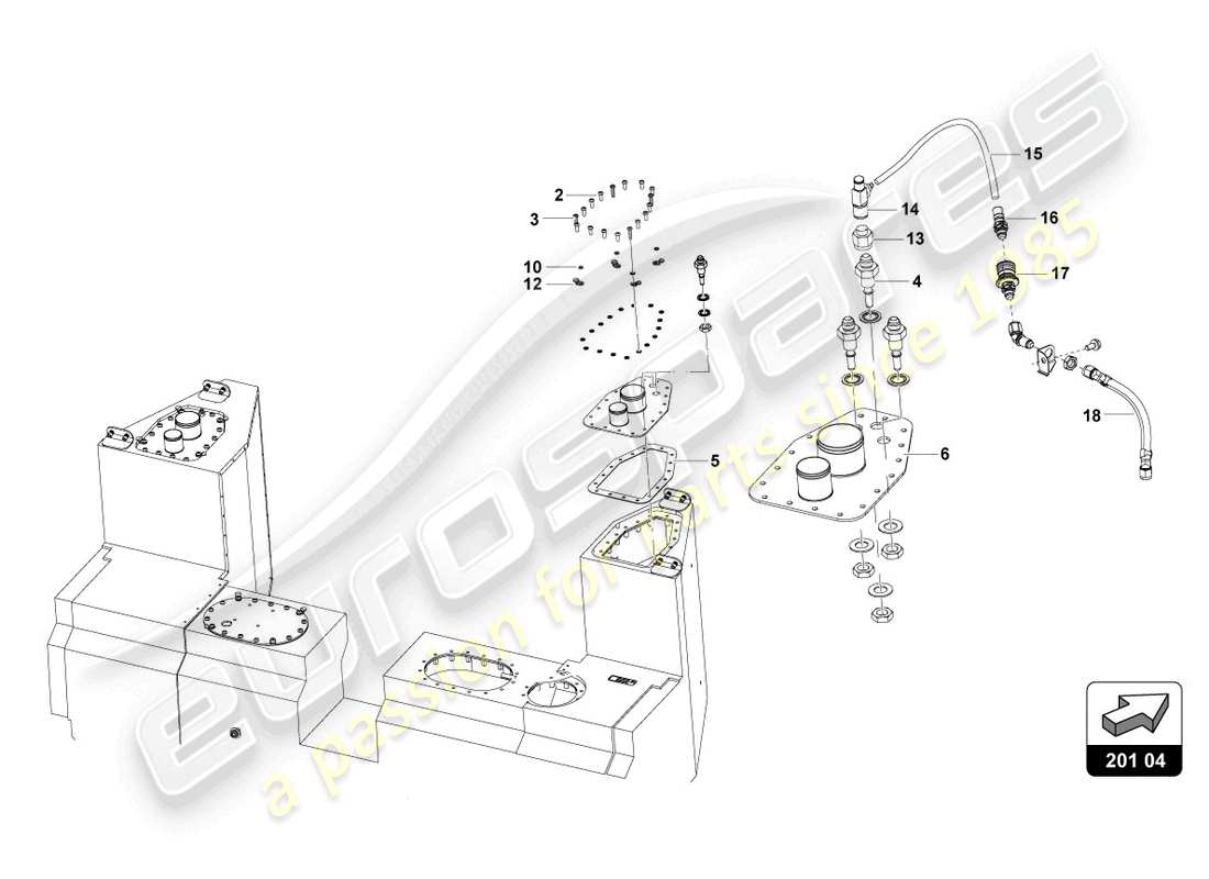 lamborghini super trofeo (2015) fuel valves left side part diagram
