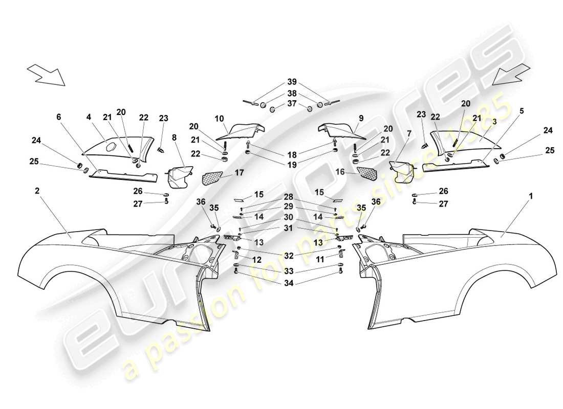 lamborghini lp640 roadster (2008) side part rear part diagram