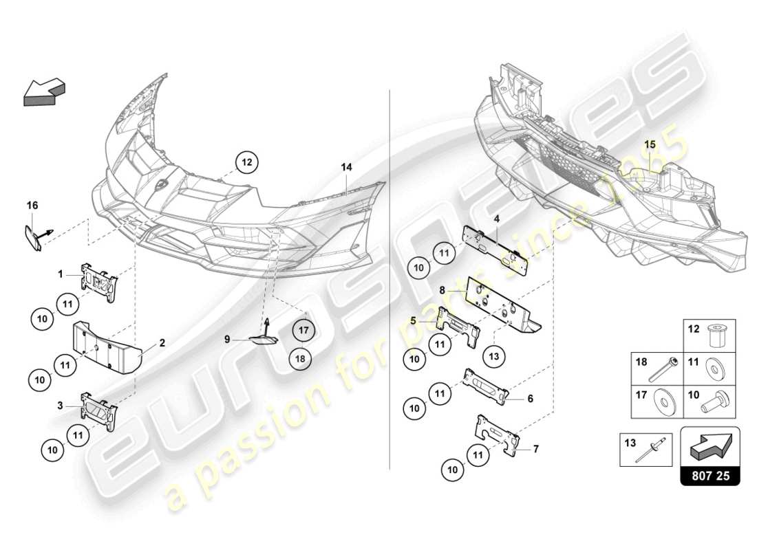 lamborghini 2022 (ultimae roadster) bumper, complete part diagram
