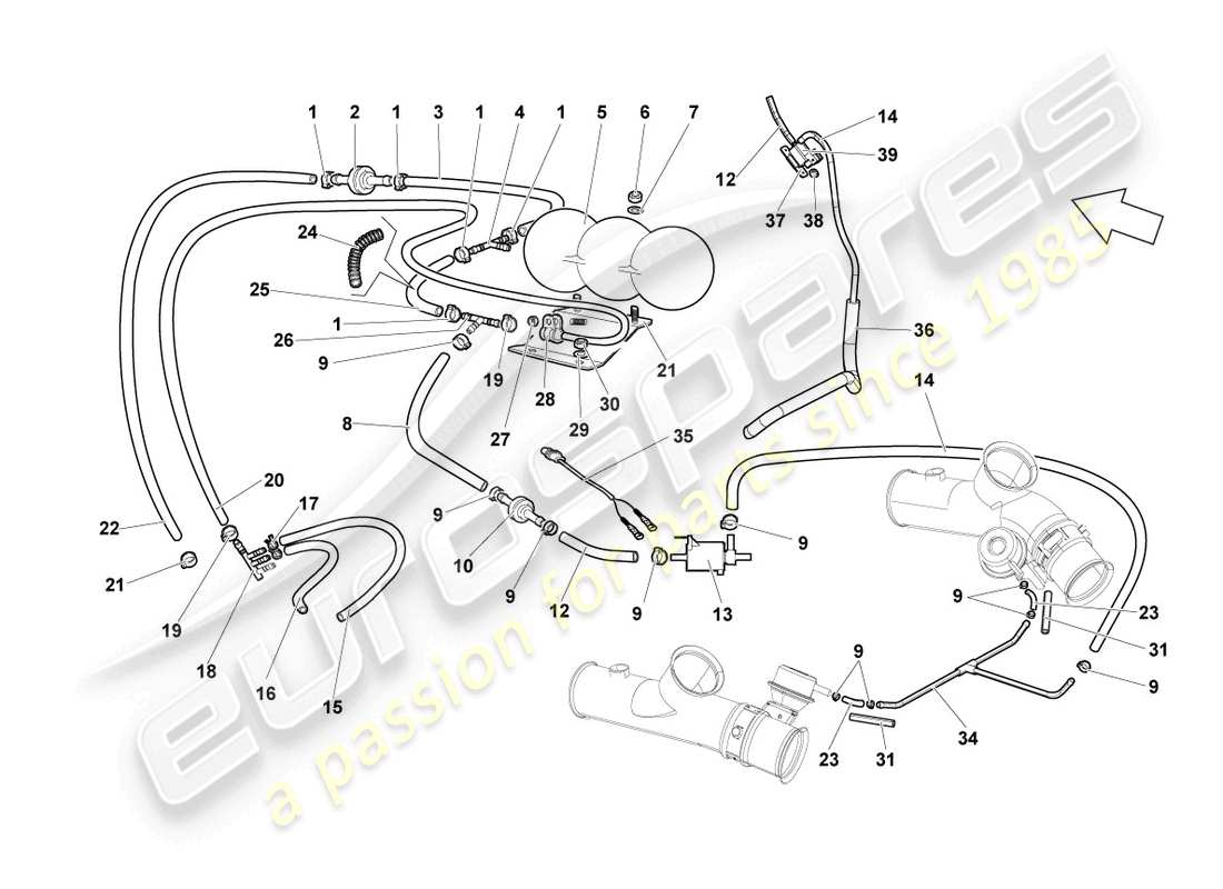 a part diagram from the Lamborghini LP640 Roadster (2009) parts catalogue