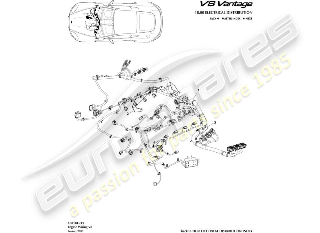 a part diagram from the aston martin v8 vantage (2016) parts catalogue