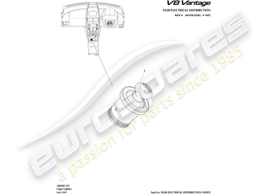 a part diagram from the aston martin v8 vantage parts catalogue