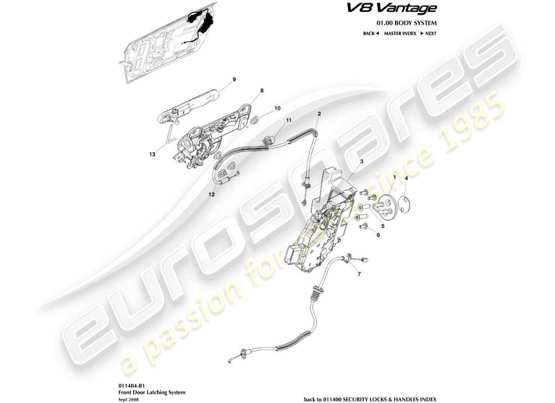 a part diagram from the aston martin v8 vantage parts catalogue