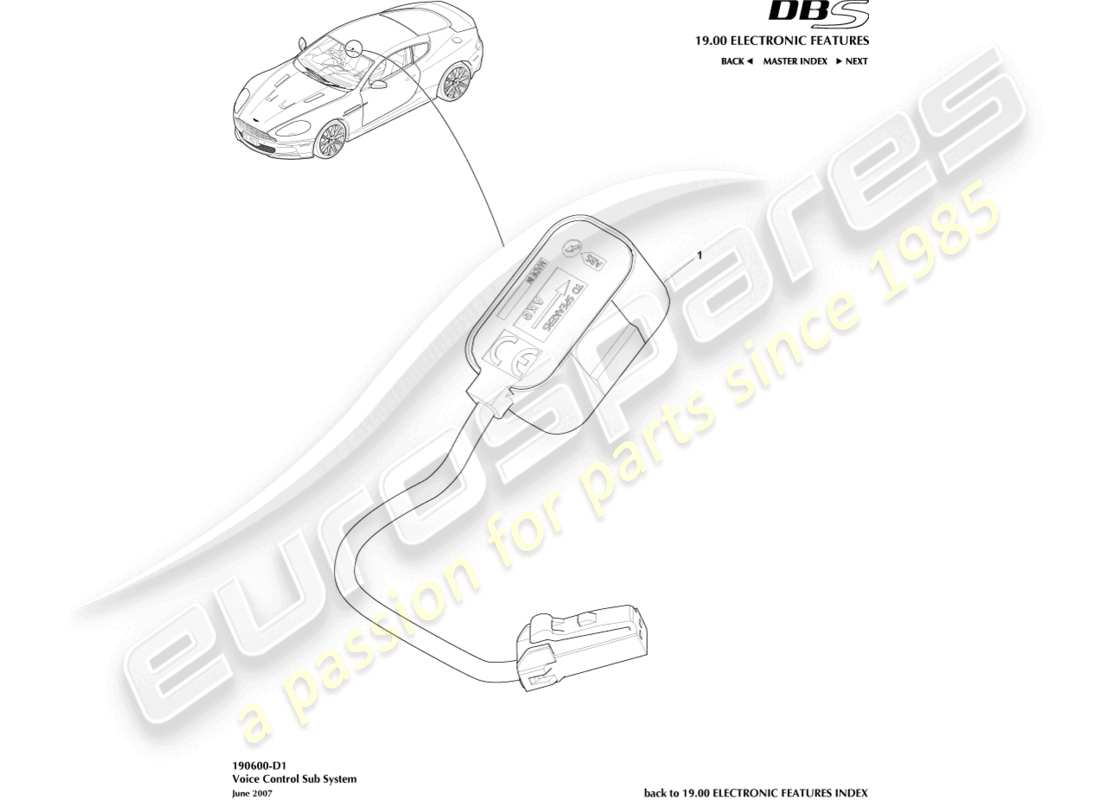 a part diagram from the aston martin dbs parts catalogue