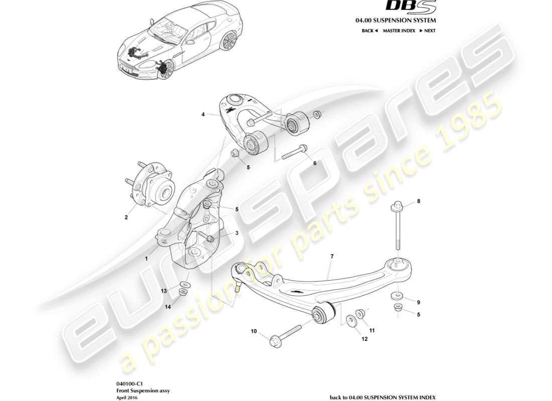 a part diagram from the aston martin dbs parts catalogue