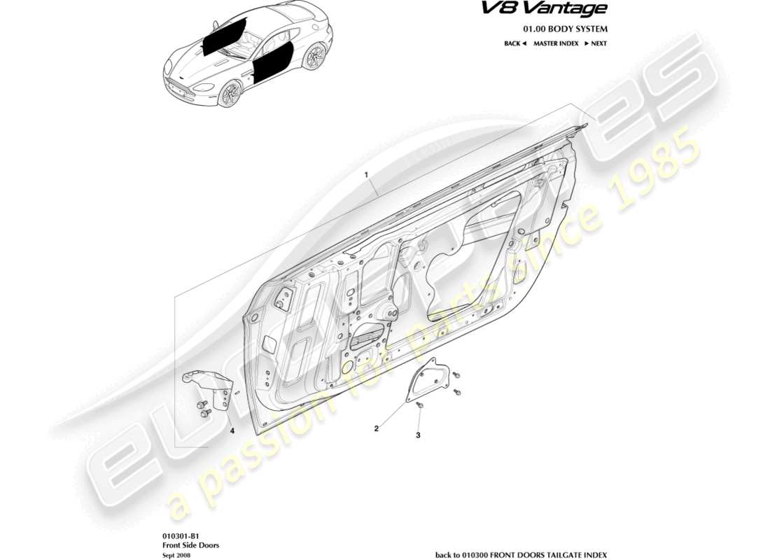 a part diagram from the aston martin v8 vantage (2008) parts catalogue