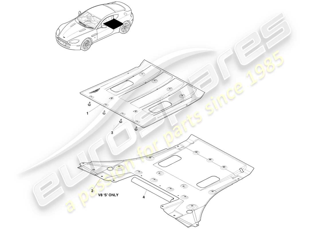 a part diagram from the aston martin v8 vantage (2005) parts catalogue