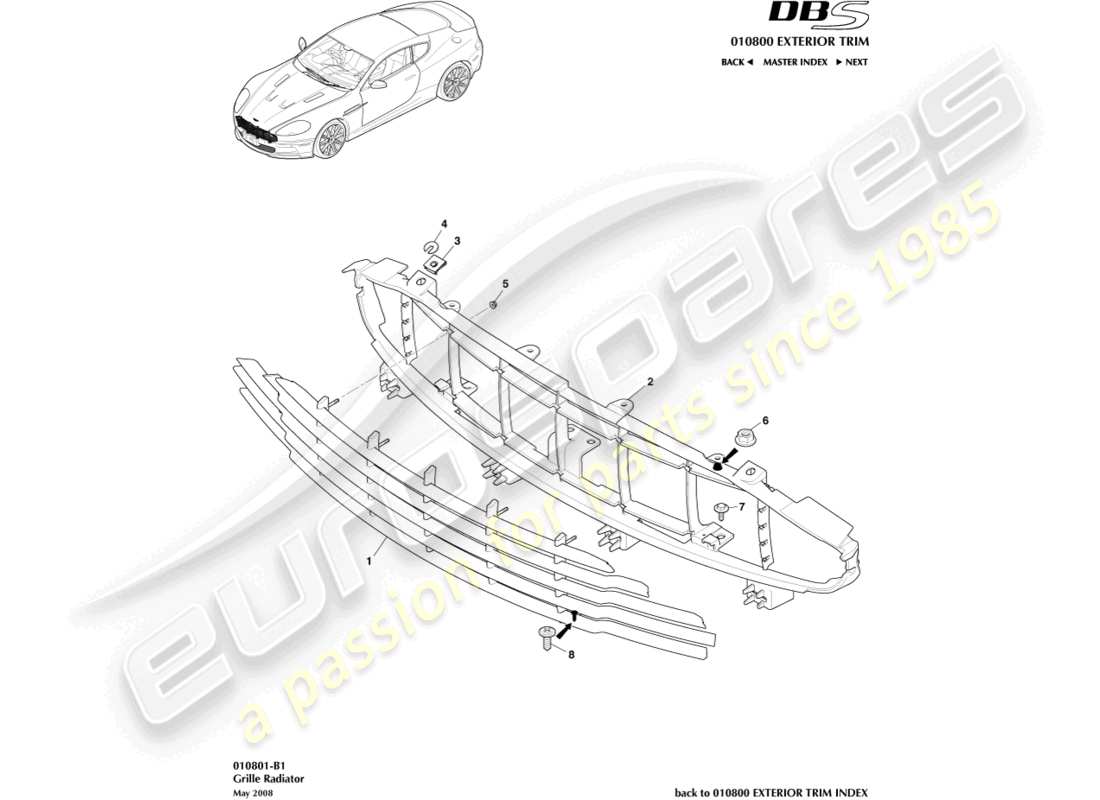 a part diagram from the aston martin dbs (2007) parts catalogue