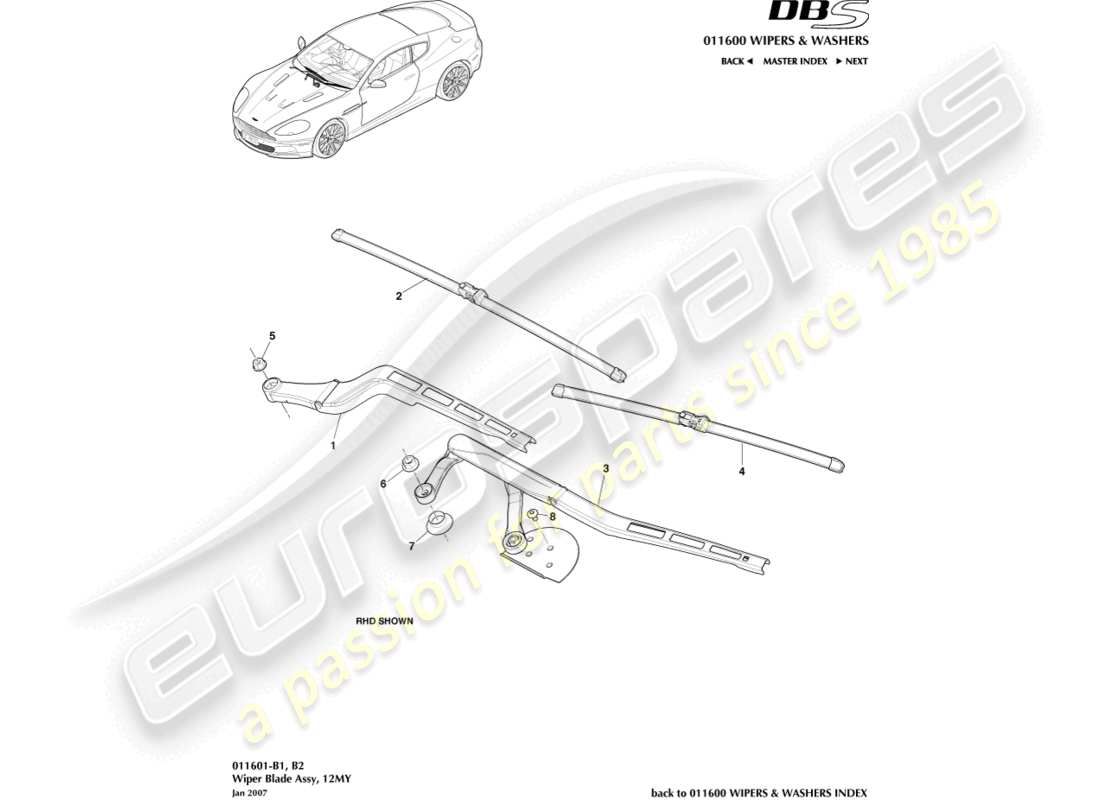 a part diagram from the aston martin dbs (2009) parts catalogue