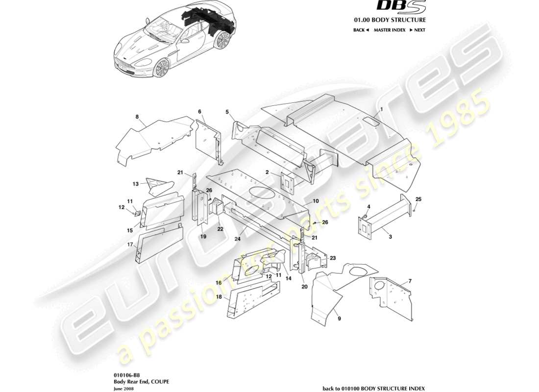 a part diagram from the aston martin dbs (2011) parts catalogue