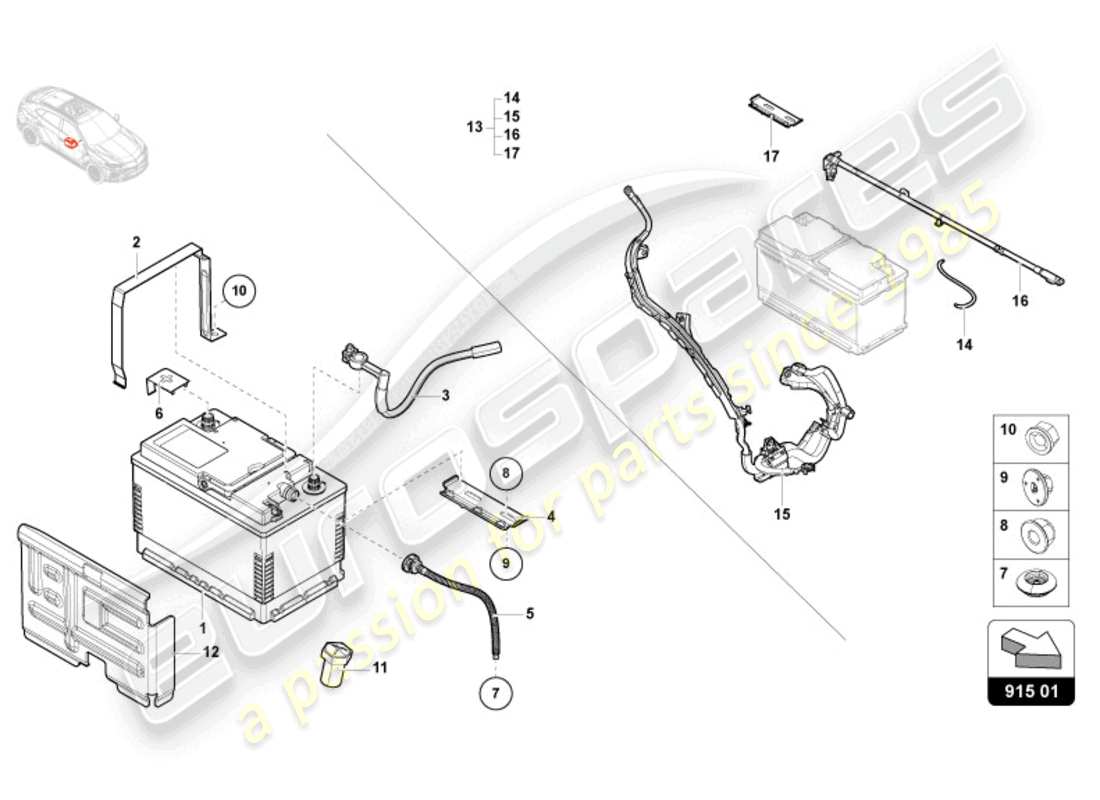 VIEW PARTS DIAGRAMS FROM THE LAMBORGHINI URUS PARTS CATALOGUE a part diagram from the lamborghini urus parts catalogue