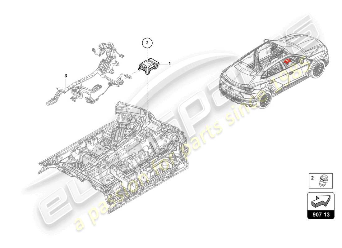 a part diagram from the lamborghini urus performante (2023) parts catalogue