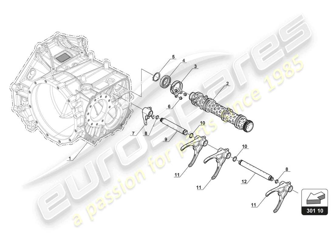 lamborghini 2018 (gt3 evo) gear shift fork part diagram