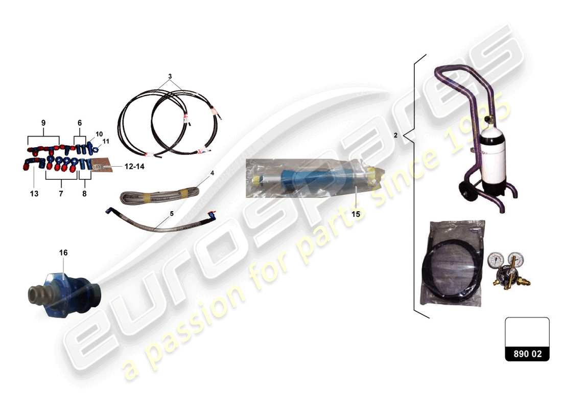 a part diagram from the lamborghini super trofeo evo (2018) parts catalogue