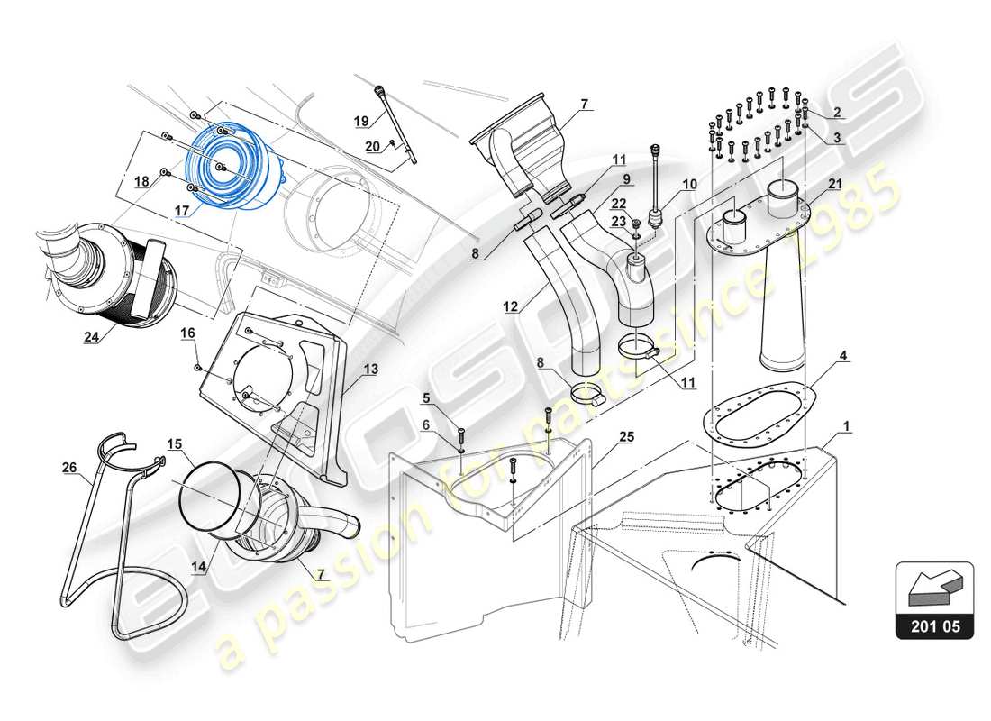 a part diagram from the lamborghini gt3 evo (2018) parts catalogue